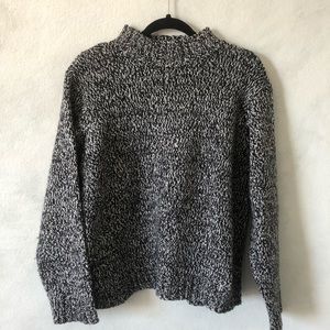 Knitted Black/White Mock Turtle Neck
